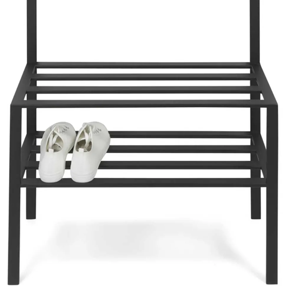 70x178x29 Kompaktgarderobe aus Stahl in Schwarz - Cellja