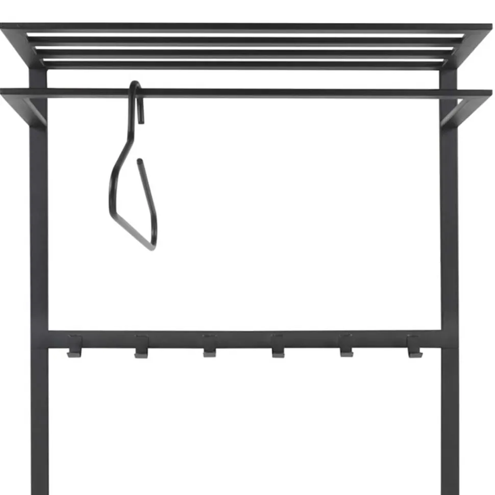 70x178x29 Kompaktgarderobe aus Stahl in Schwarz - Cellja