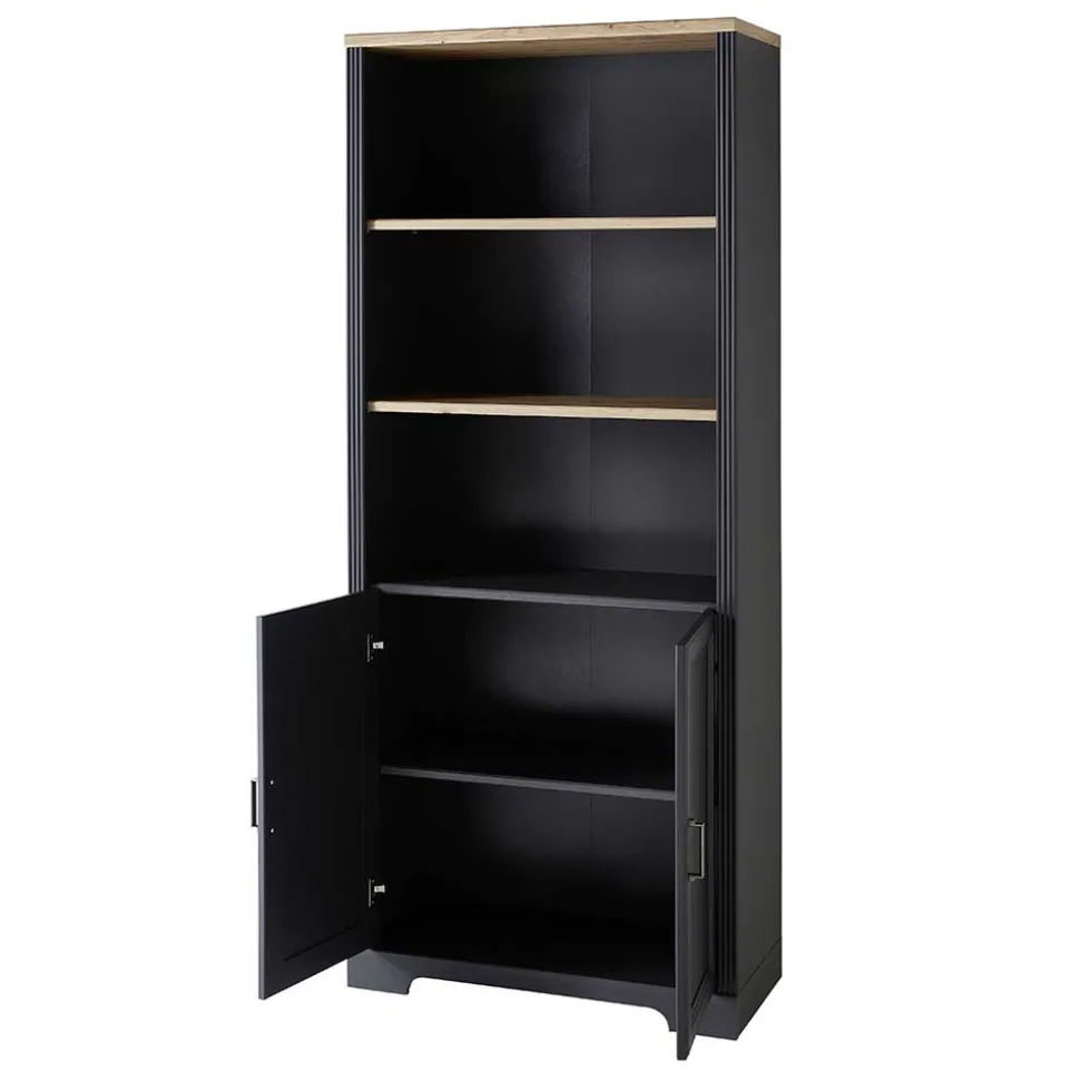 86x204x38 Landhaus Büroregal in Grau & Eiche - Joe