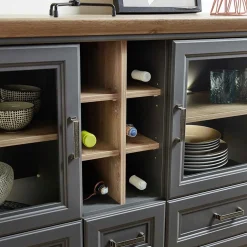 143x150x42 Landhaus Highboard mit Flaschen Regal - Thumbs