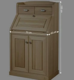 70x120x45 Landhaus Sekretär in Eiche - Mapilia