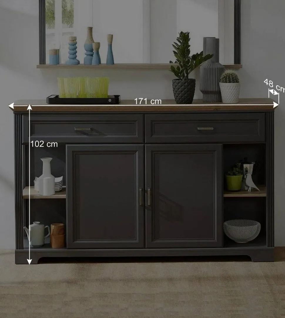 171x102x48 Landhaus Sideboard in Grau - Thumbs