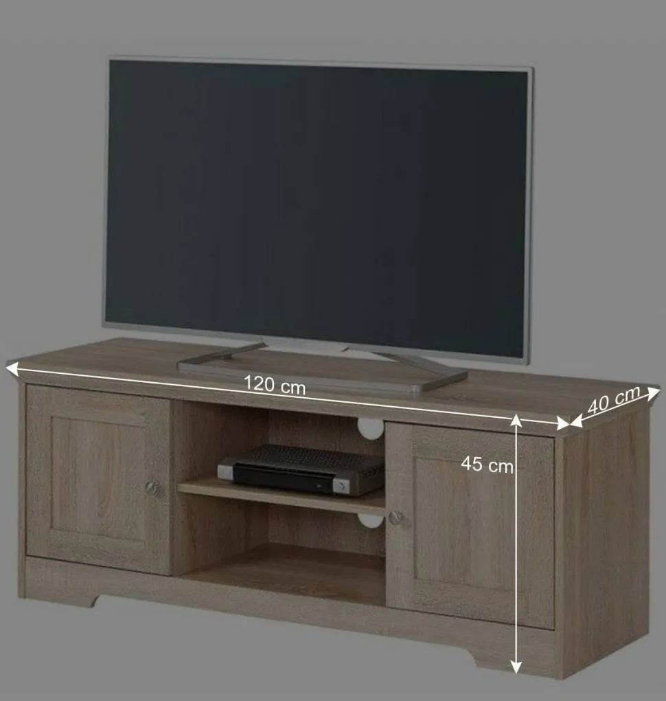120x45x40 Landhaus TV Element in Eiche Holzdekor - Rienva