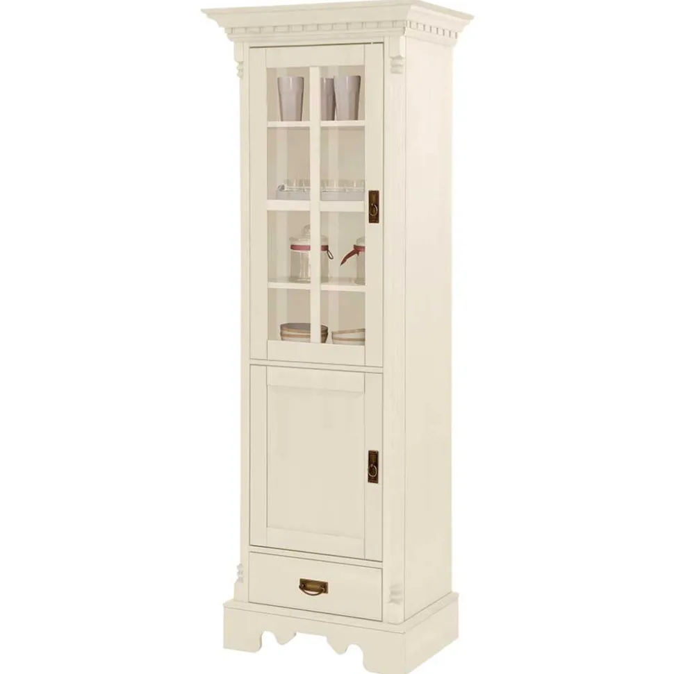 70x203x45 Landhaus Vitrine in Creme - Rospus