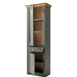 68x207x45 Landhaus Vitrine in Graugrün - Eylan