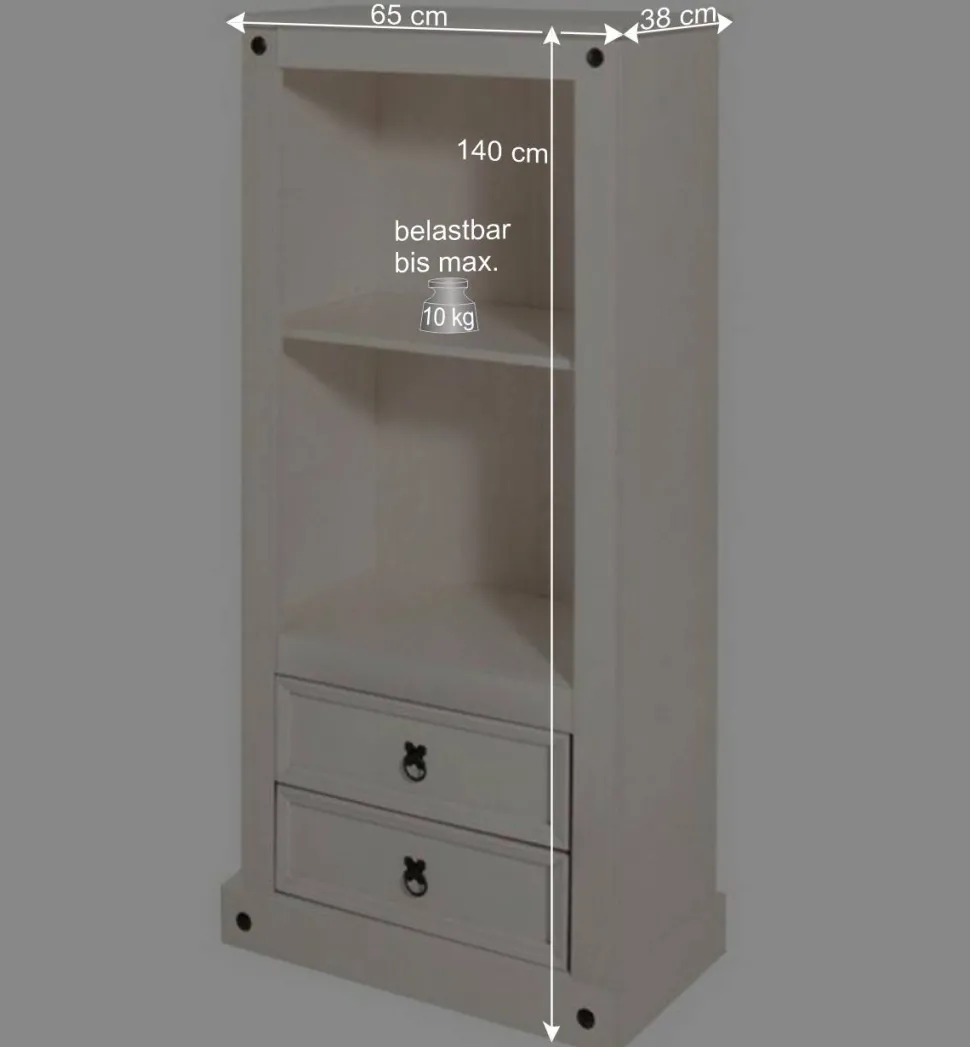 65x140x38 Landhausregal in Weiß - Henvic