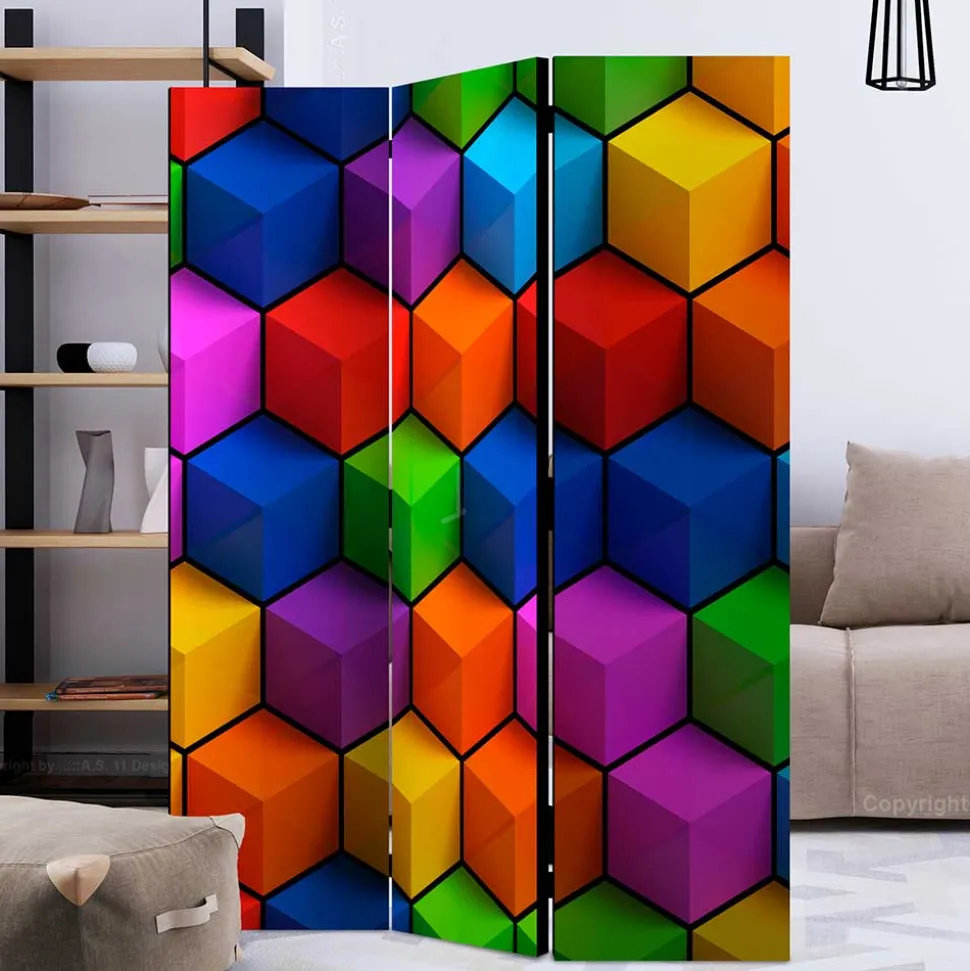 135x172x45 Leinwand Raumteiler in Bunt - Cayman