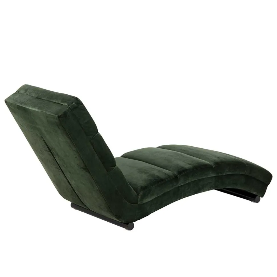 60x82x170 Lounge Liege mit Samt in Dunkelgrün - Cadiz