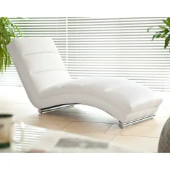 60x82x170 Loungeliege in Weiß & Chrom - Onjamy