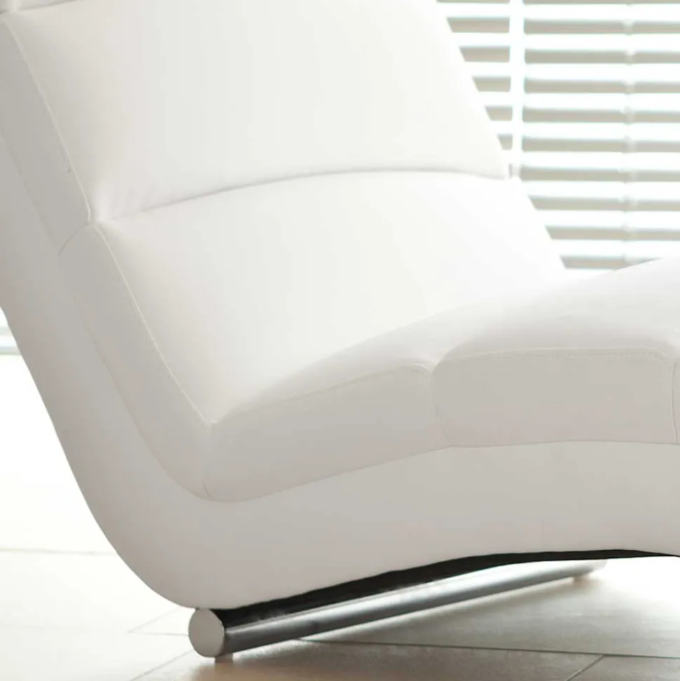 60x82x170 Loungeliege in Weiß & Chrom - Onjamy
