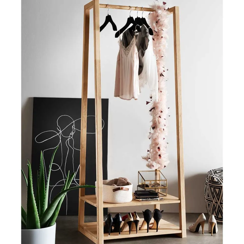 85x190x60 Massivholz Garderobenständer aus Eiche - Acneza