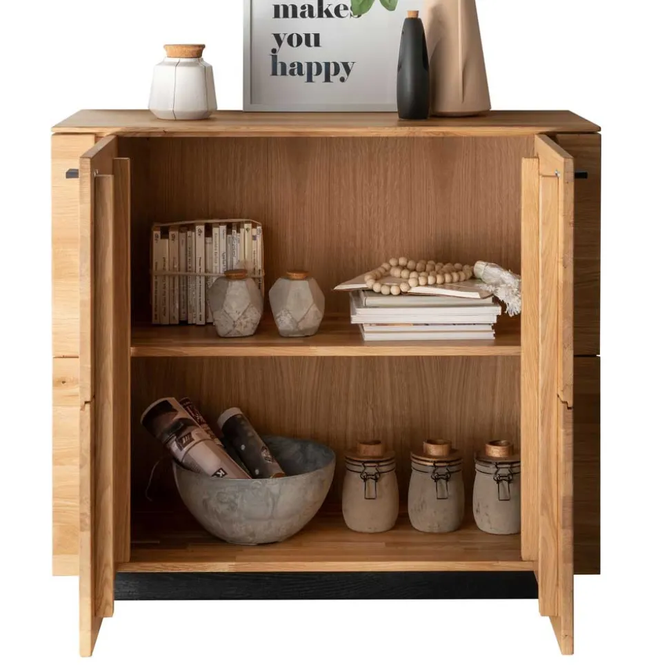 97x86x42 Massivholz Kommode mit zwei Türen - Emelyas