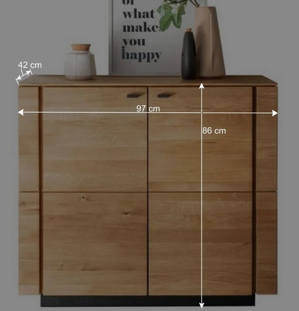 97x86x42 Massivholz Kommode mit zwei Türen - Emelyas