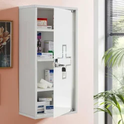 34x72x20 Medizinschrank mit Glastür abschließbar - Spanola