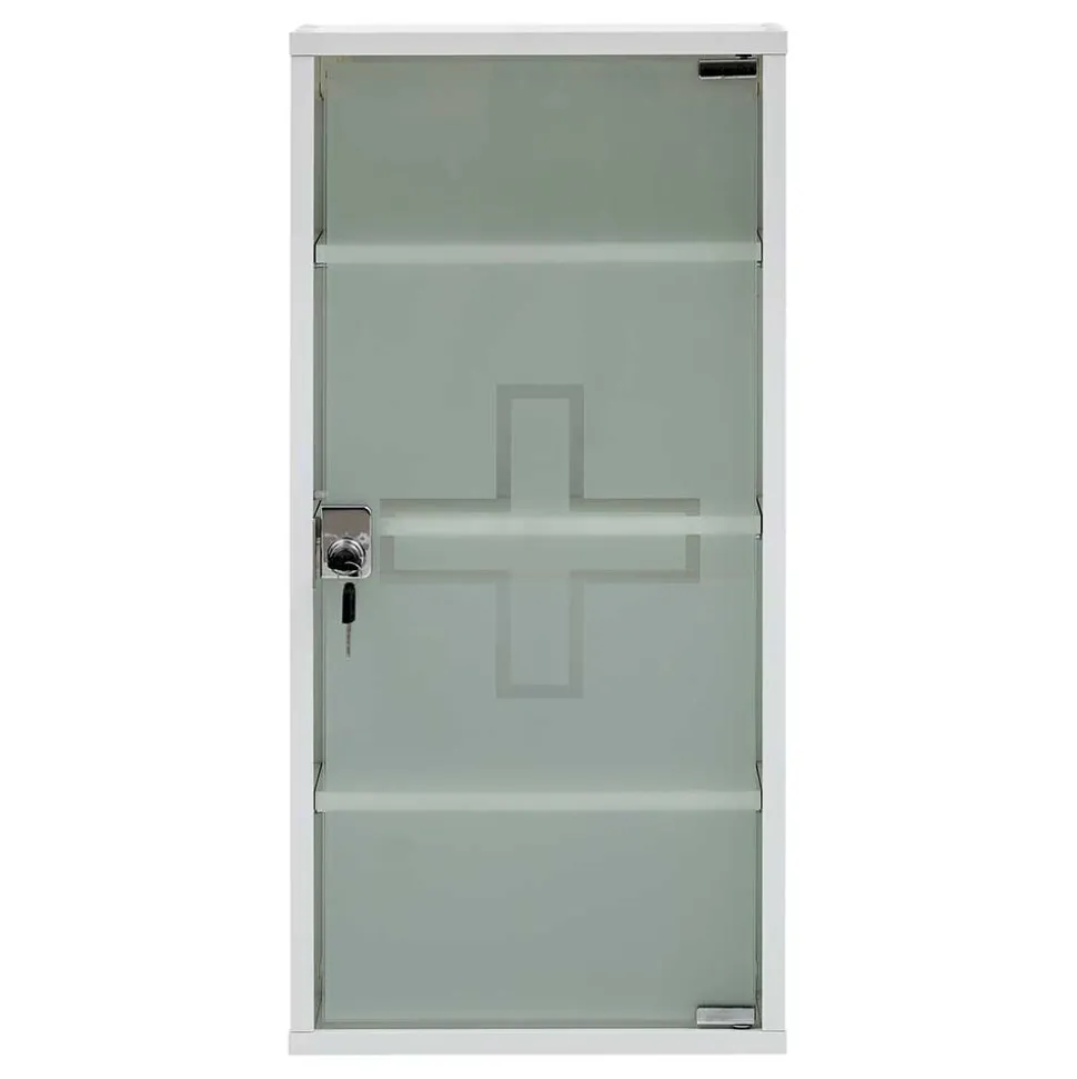 34x72x20 Medizinschrank mit Glastür abschließbar - Spanola