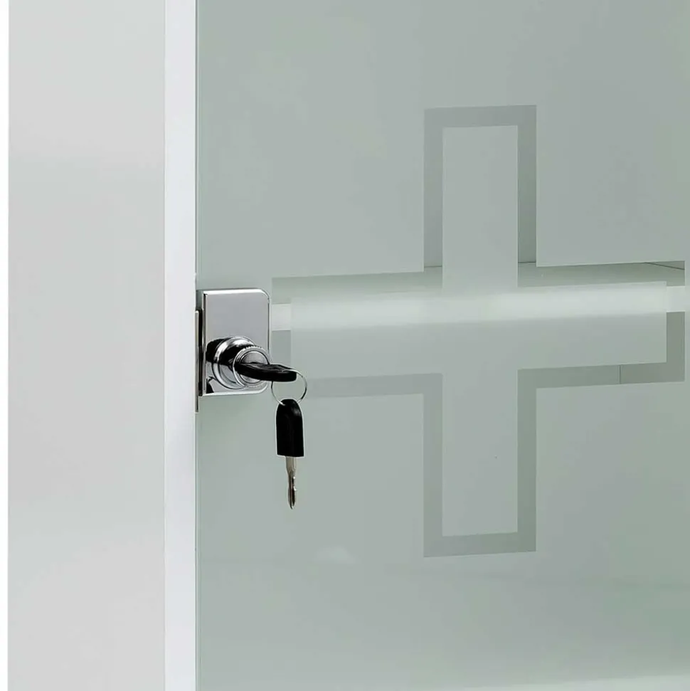 34x72x20 Medizinschrank mit Glastür abschließbar - Spanola