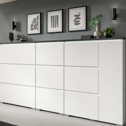 95x127x18 Midi Schuhschrank mit drei Klappen & Tür - Suad