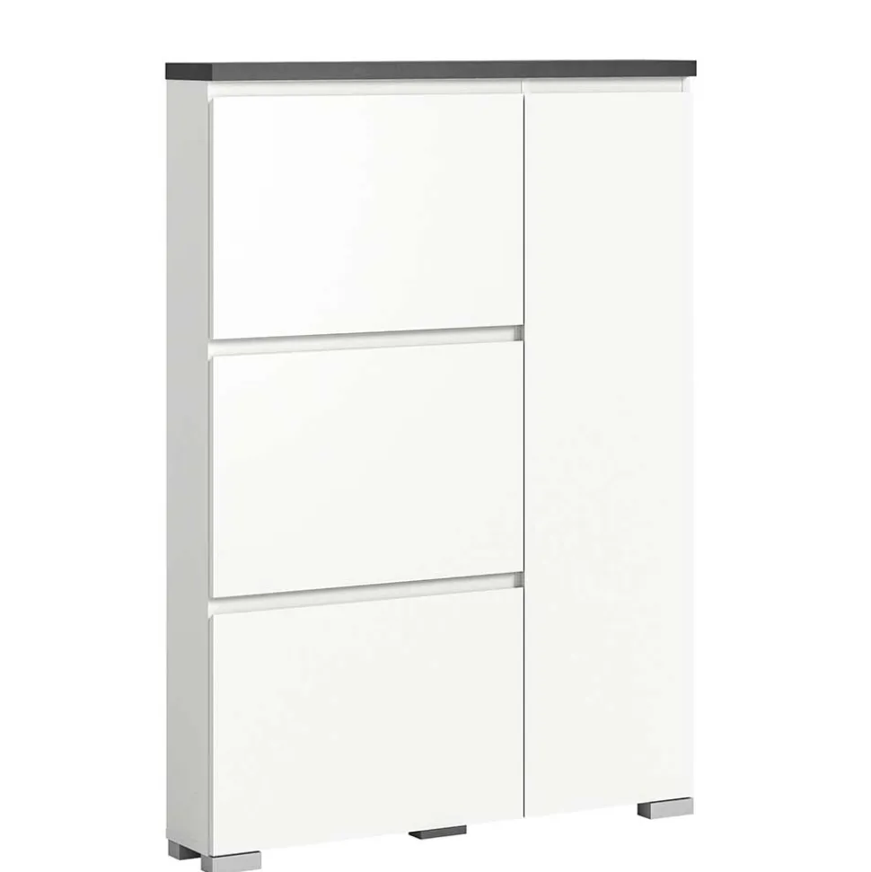 95x127x18 Midi Schuhschrank mit drei Klappen & Tür - Suad