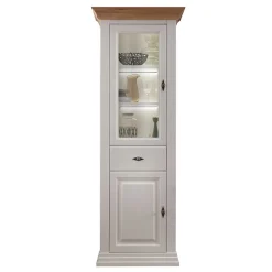 72x199x45 Modern Country Vitrinenschrank in Weiß - Henry