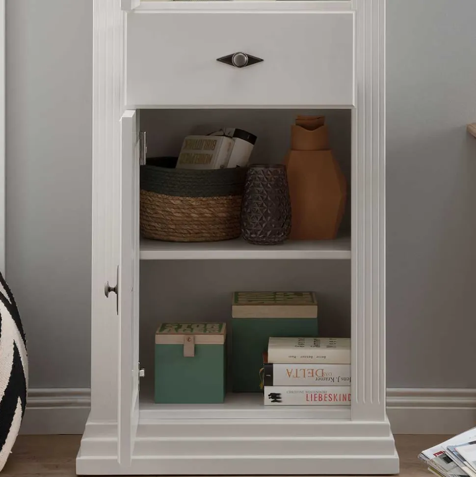 72x199x45 Modern Country Vitrinenschrank in Weiß - Henry