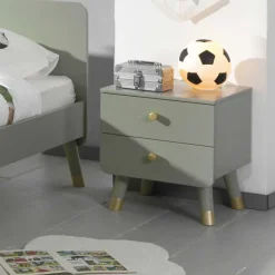 44x46x40 Nachtkommode in Graugrün & Gold - Ofmany