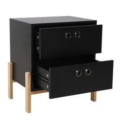 50x55x35 Nachtkommode in Schwarz & Pinie Natur - Caurina