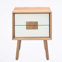 40x50x40 Nachtkommode in Weiß & Eiche - Julecas