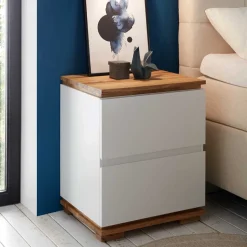 48x59x40 Nachtkommode in Weiß & Eiche - Sennpa