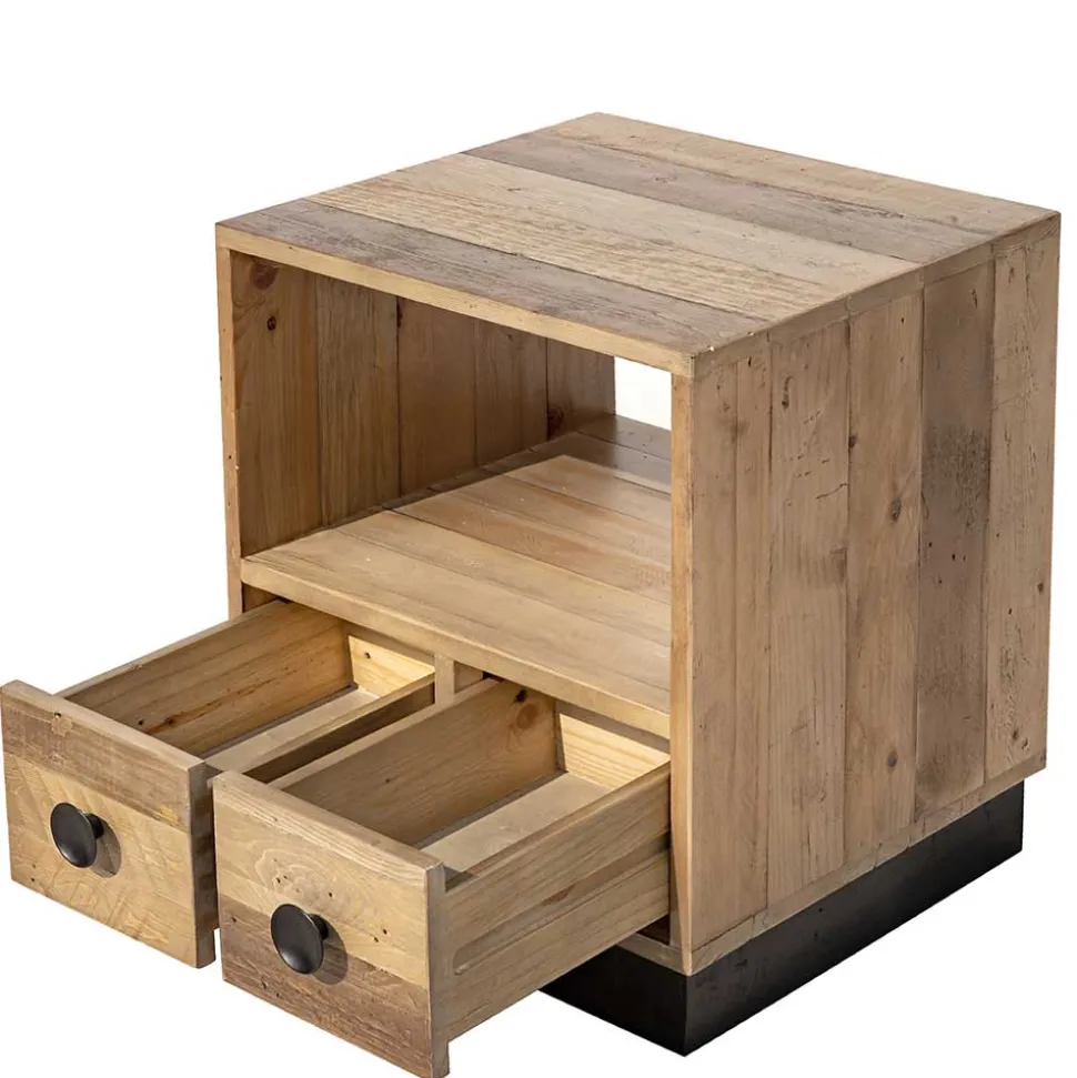 45x50x45 Nachttisch aus Recyclingholz - Dulcinus