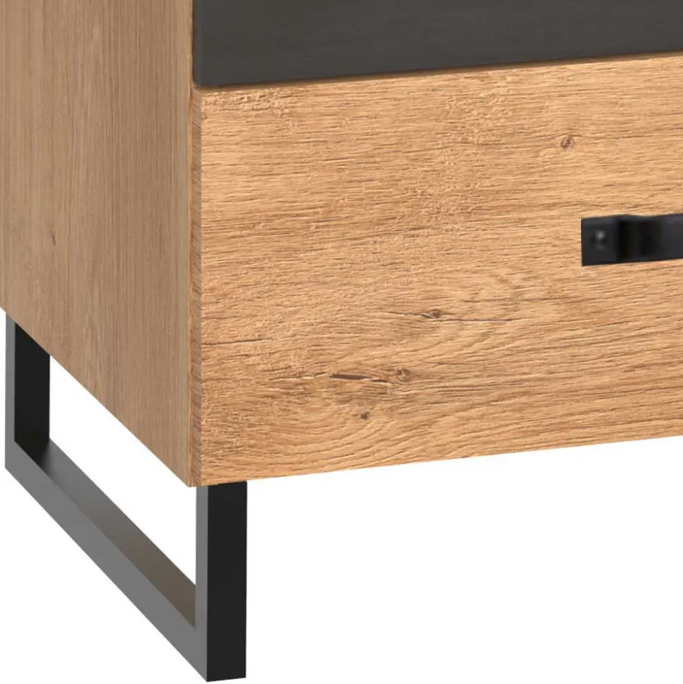 58x45x41 Nachttisch in Eiche & Schwarzgrau - Bram
