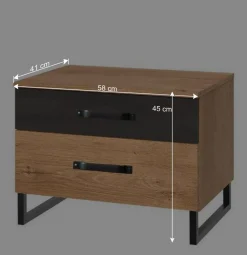 58x45x41 Nachttisch in Eiche & Schwarzgrau - Bram