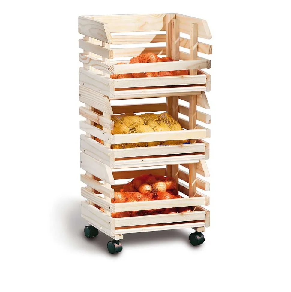 37x80x30 Obst & Gemüse Regal aus Massivholz - Yutaha