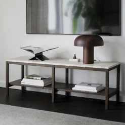 140x45x40 Offenes Regal in Beige Travertin - Calumha