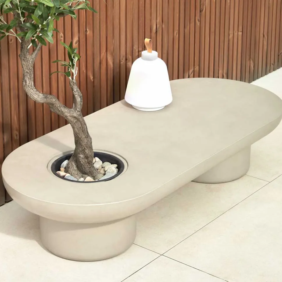 140x30x60 Ovaler Tisch aus Leichtbeton - Catania