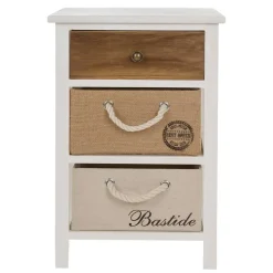 38x57x28 Paulownia Kommode in Weiß & Braun - Amare