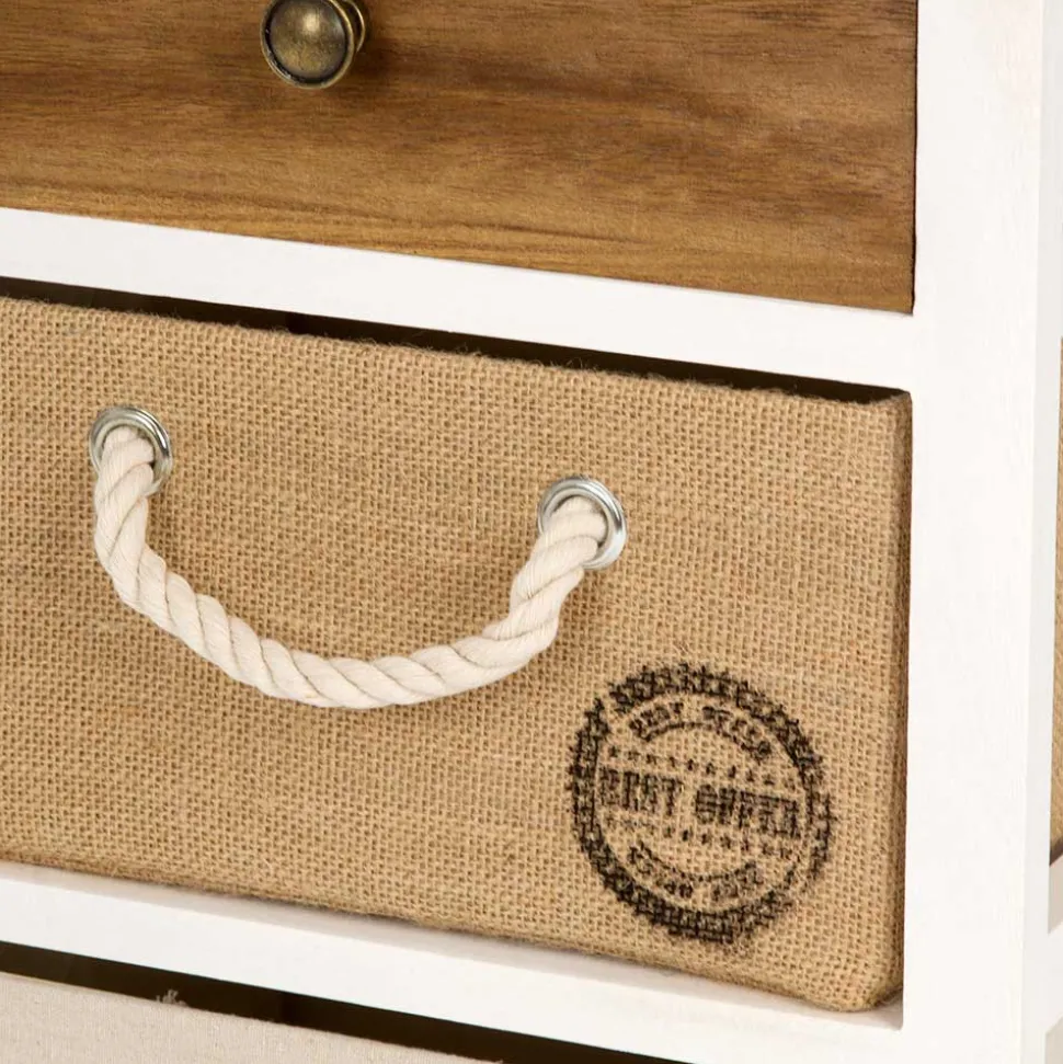 38x57x28 Paulownia Kommode in Weiß & Braun - Amare