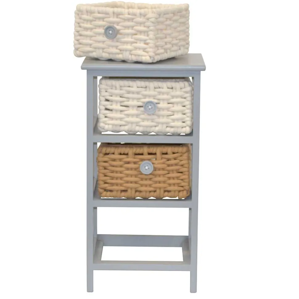 30x58x25 Regal mit 3 Körben aus Geflecht - Nasco