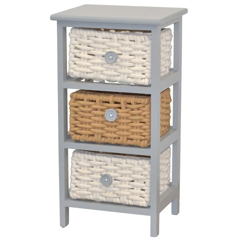 30x58x25 Regal mit 3 Körben aus Geflecht - Nasco