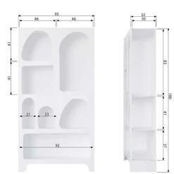 95x180x32 Retro Design Regal in Weiß - Tom