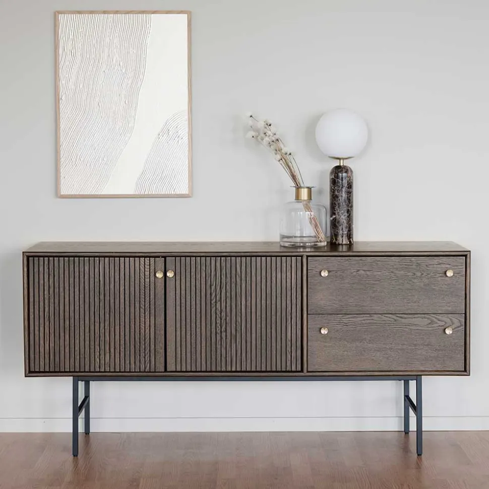 160x75x42 Retro Design Sideboard in Eiche dunkel - Cuzliav