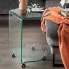 45x60x45 Rollbarer Beistelltisch aus Klarglas - Paladion
