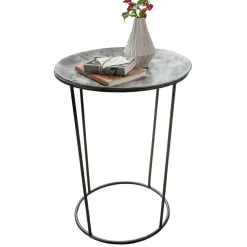 47x58x47 Runder Beistelltisch in Zinkfarben - Ebruar