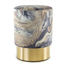 35x46x35 Samt Hocker mit Muster Hellblau - Crash