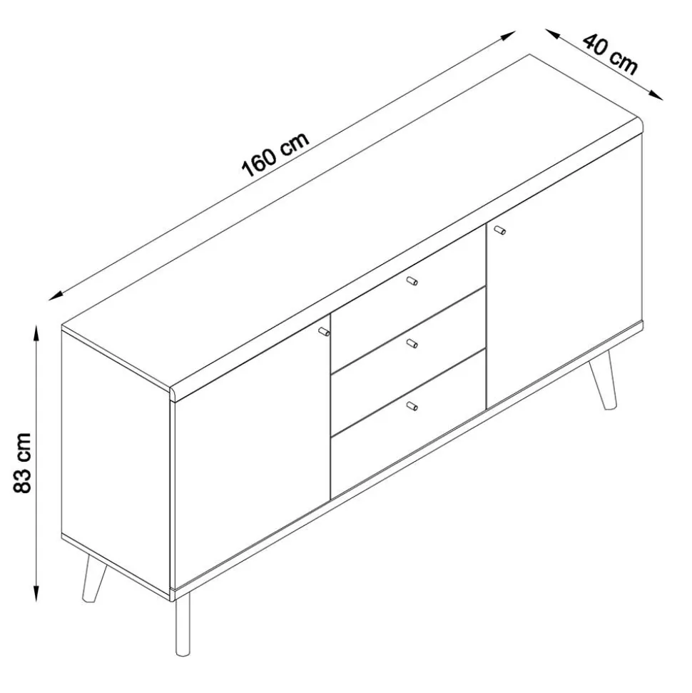 160x83x40 Scandi Anrichte zweifarbig - Cablos
