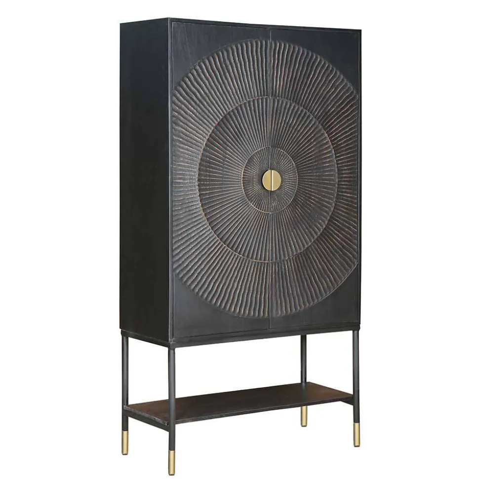 100x190x42 Schrank in Schwarz mit Messing - Alkatar