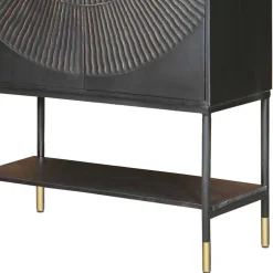 100x190x42 Schrank in Schwarz mit Messing - Alkatar