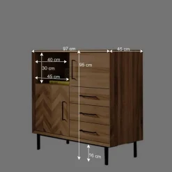 97x95x45 Schrank mit Fach & Schubladen & Türen - Kerfa