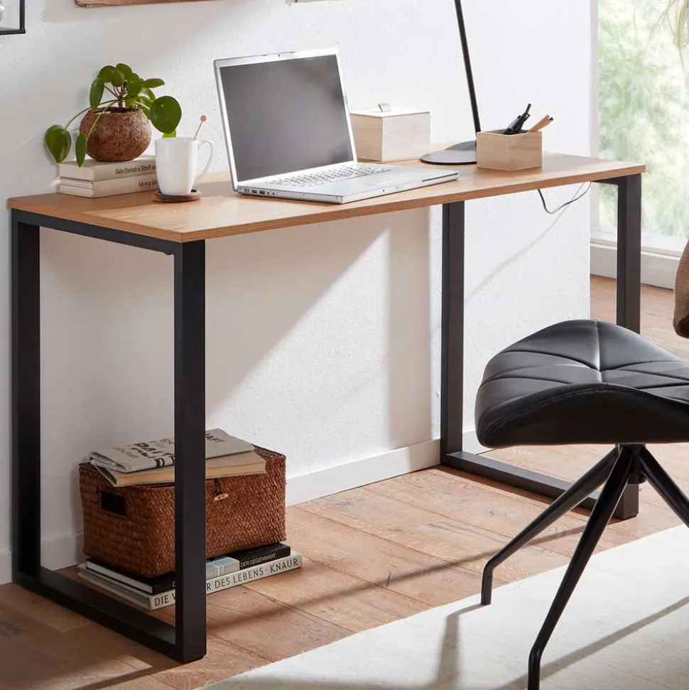 120x76x60 Schreibtisch in Eiche & Schwarz - Tiorondo