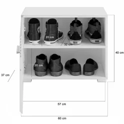 60x40x37 Schuhbank in Weiß Hochglanz - Sumatra