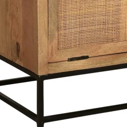 85x91x40 Schuhschrank aus Holz & Rattan Geflecht - Lazianus